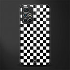 black & white check pattern glass case for redmi 10 prime image