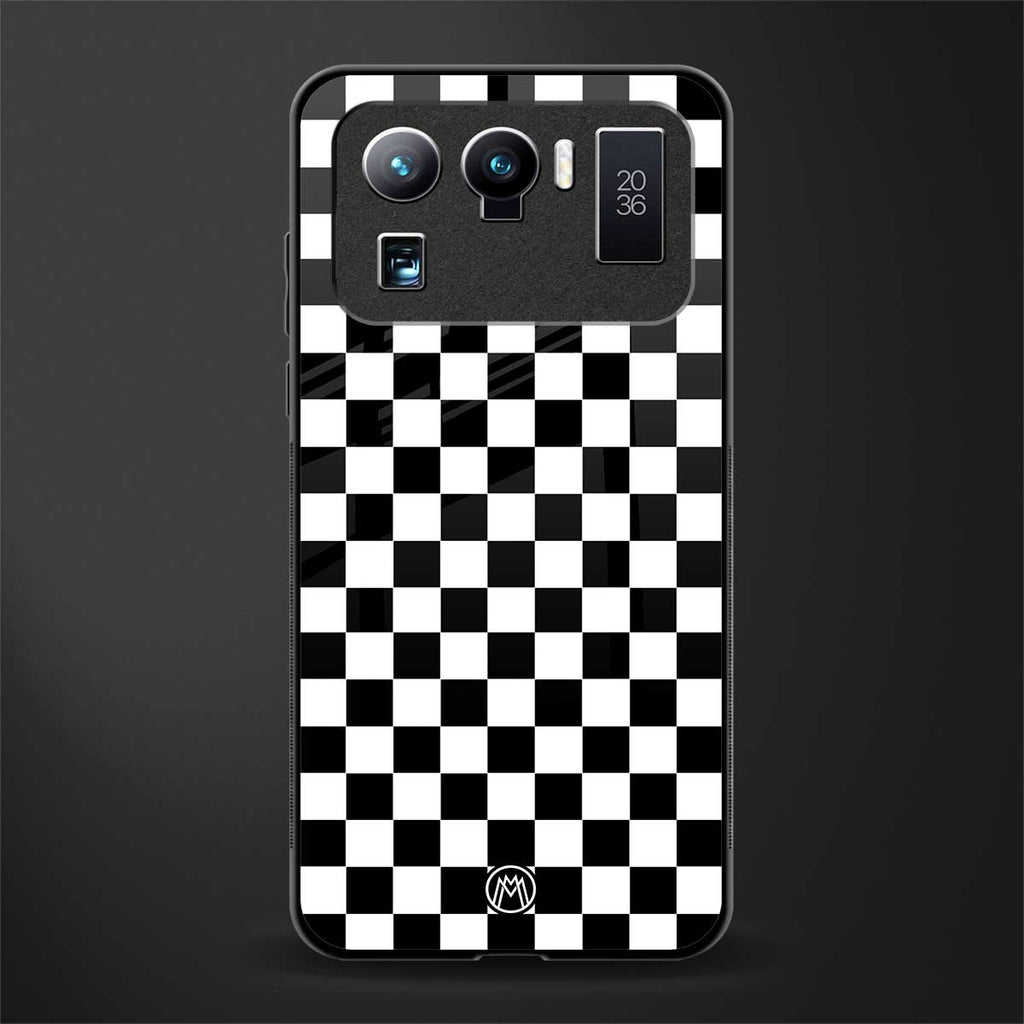 black & white check pattern glass case for mi 11 ultra 5g image