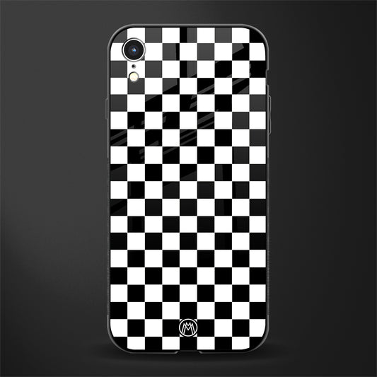 black & white check pattern glass case for iphone xr image
