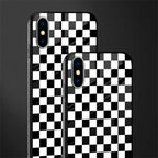 black & white check pattern glass case for iphone xs image-2
