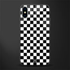 black & white check pattern glass case for iphone xs image