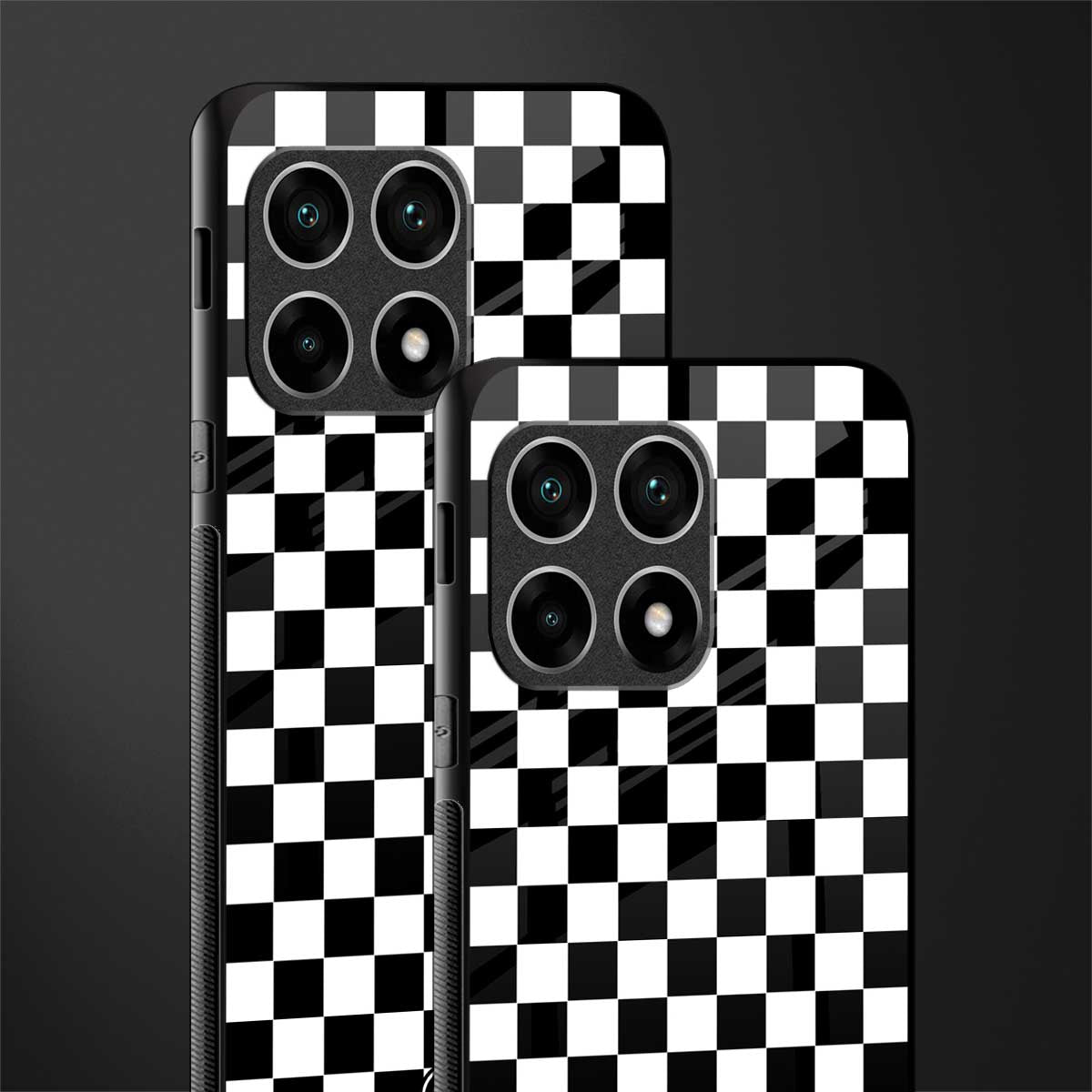 black & white check pattern glass case for oneplus 10 pro 5g image-2