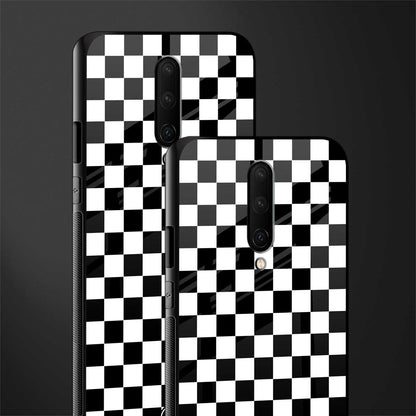 black & white check pattern glass case for oneplus 7 pro image-2