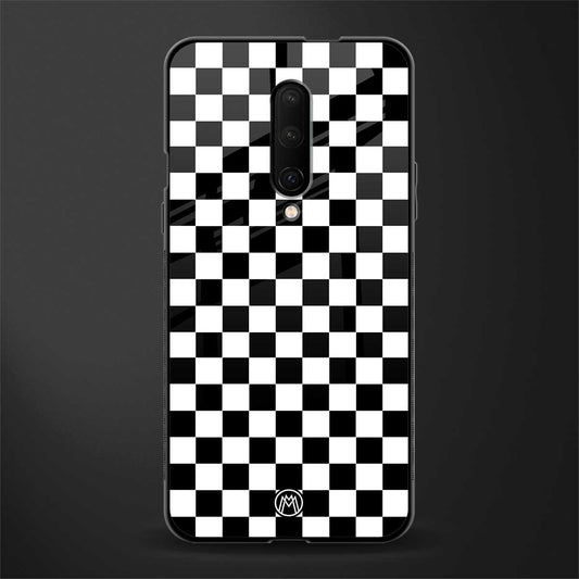 black & white check pattern glass case for oneplus 7 pro image