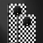 black & white check pattern glass case for oneplus 7t image-2