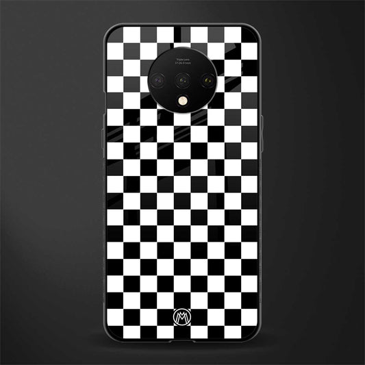 black & white check pattern glass case for oneplus 7t image