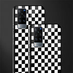 black & white check pattern glass case for vivo x60 image-2