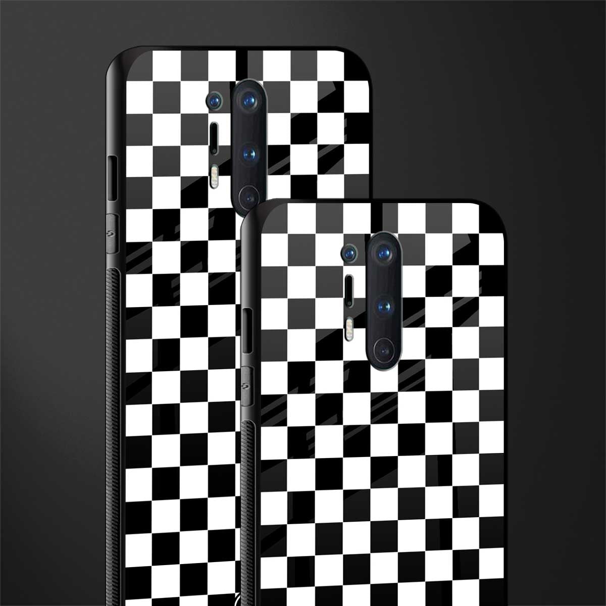 black & white check pattern glass case for oneplus 8 pro image-2
