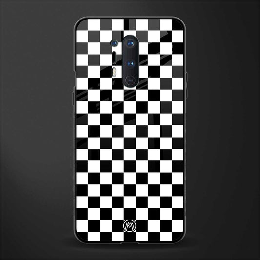black & white check pattern glass case for oneplus 8 pro image
