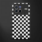 black & white check pattern glass case for vivo x80 image