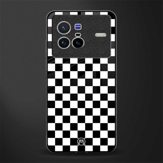 black & white check pattern glass case for vivo x80 image