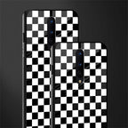 black & white check pattern glass case for oneplus 8 image-2