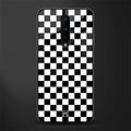 black & white check pattern glass case for oneplus 8 image