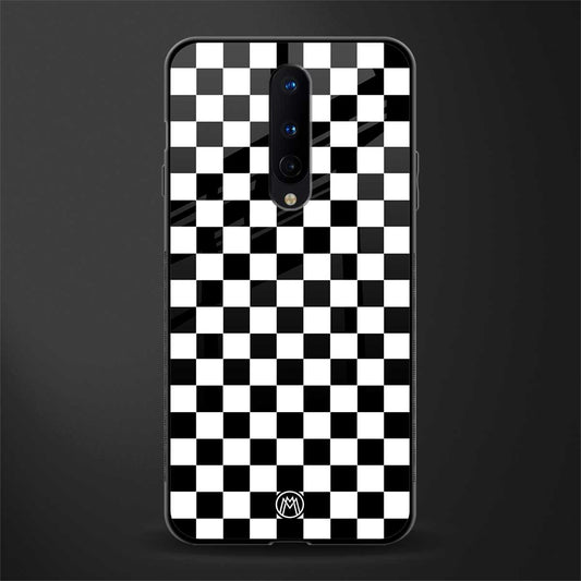 black & white check pattern glass case for oneplus 8 image