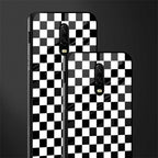 black & white check pattern glass case for oneplus 6t image-2
