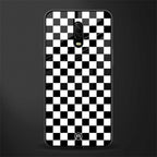 black & white check pattern glass case for oneplus 6t image