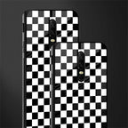 black & white check pattern glass case for oneplus 6 image-2