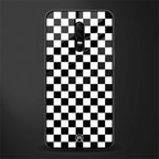 black & white check pattern glass case for oneplus 6 image