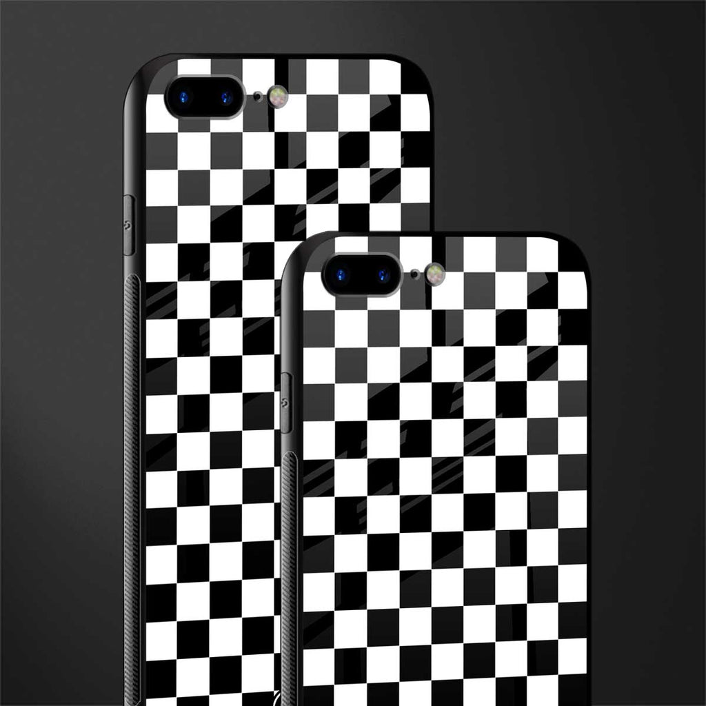 black & white check pattern glass case for iphone 7 plus image-2