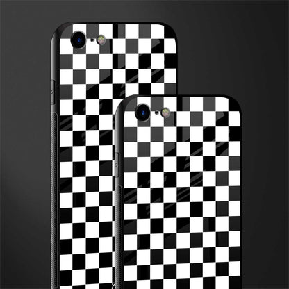black & white check pattern glass case for iphone 8 image-2