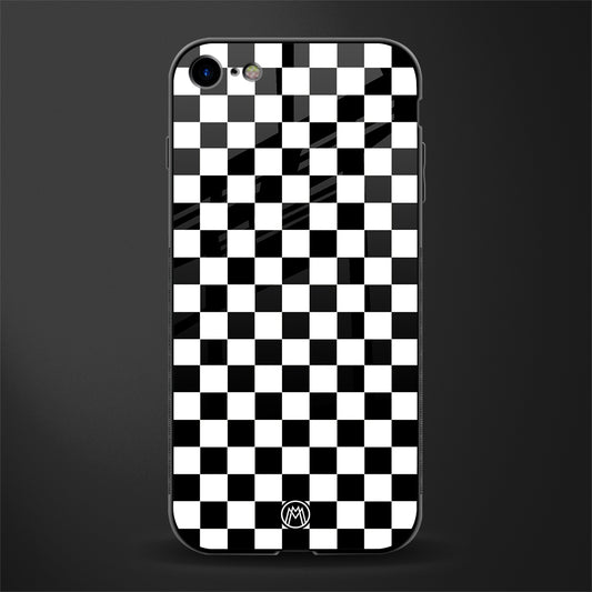 black & white check pattern glass case for iphone 8 image