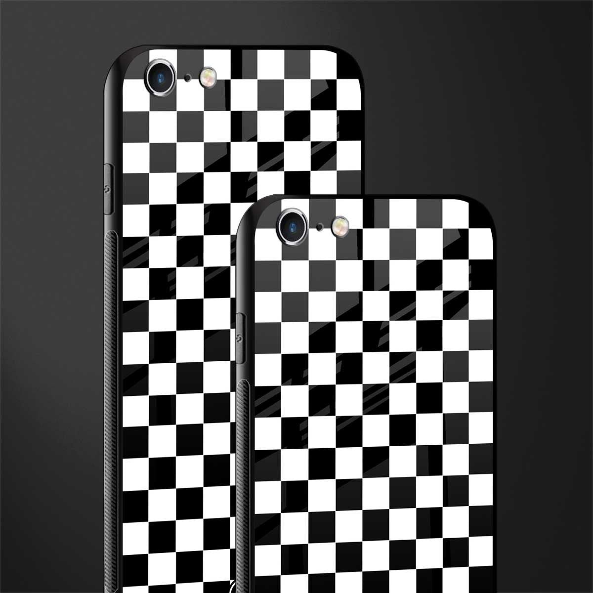 black & white check pattern glass case for iphone 6 image-2