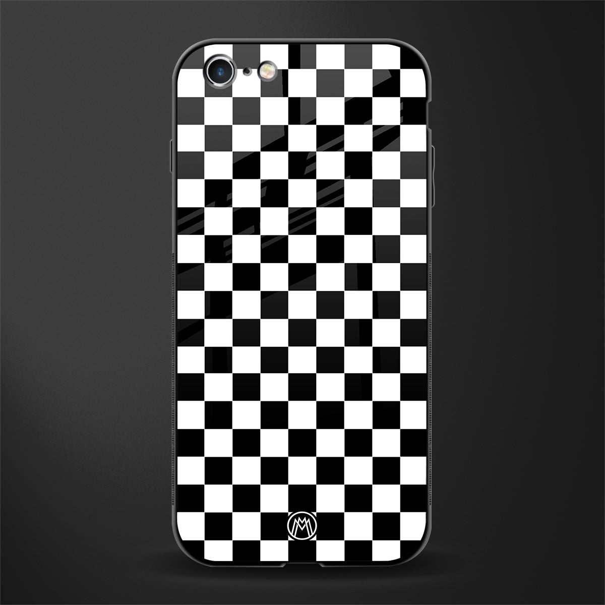 black & white check pattern glass case for iphone 6s plus image