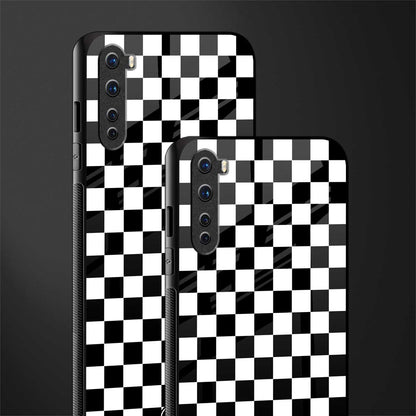 black & white check pattern glass case for oneplus nord ac2001 image-2