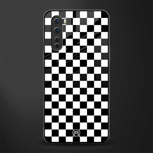 black & white check pattern glass case for oneplus nord ac2001 image
