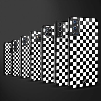 black & white check pattern glass case for samsung galaxy a71 image-3