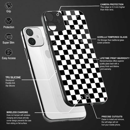 black & white check pattern glass case for realme c1 image-4