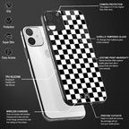 black & white check pattern glass case for vivo v17 image-4
