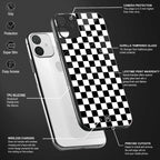 black & white check pattern glass case for vivo t1 5g image-4