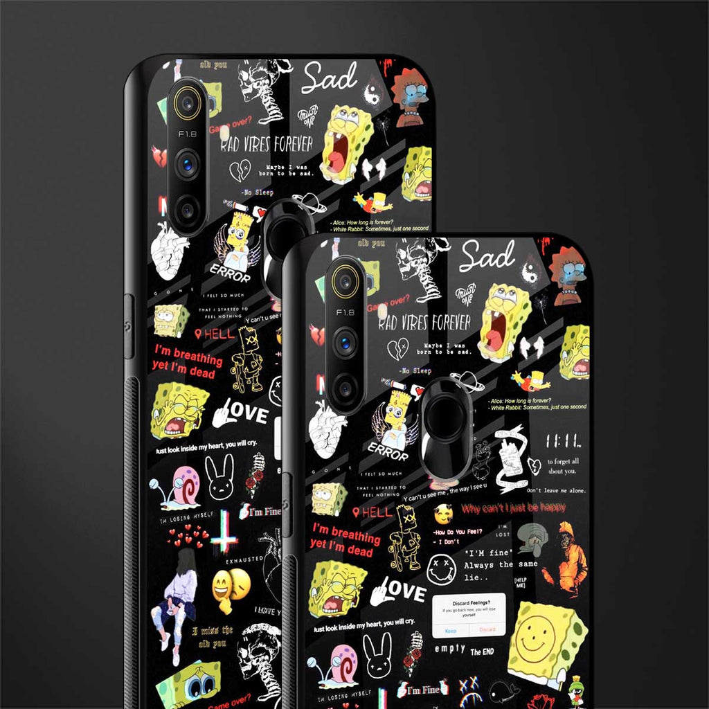 black aesthetic collage glass case for realme narzo 10a image-2
