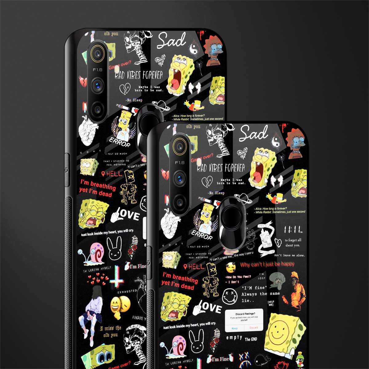 black aesthetic collage glass case for realme narzo 20a image-2