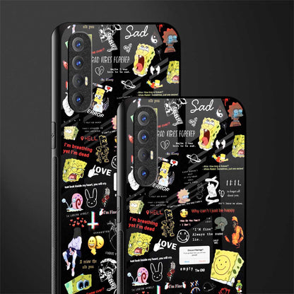 black aesthetic collage glass case for oppo reno 3 pro image-2