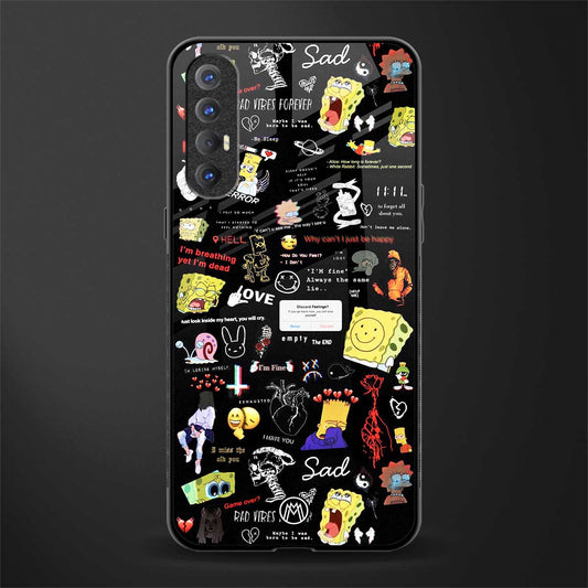 black aesthetic collage glass case for oppo reno 3 pro image