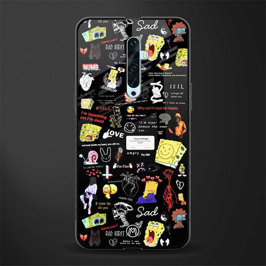 black aesthetic collage glass case for oppo reno 2z image