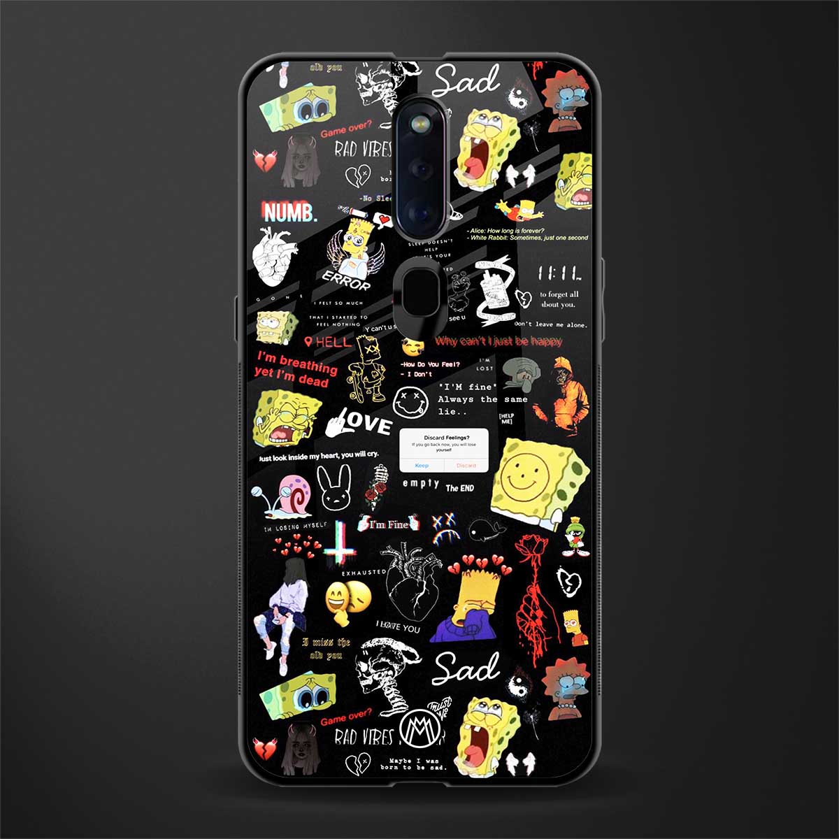 black aesthetic collage glass case for oppo f11 pro image