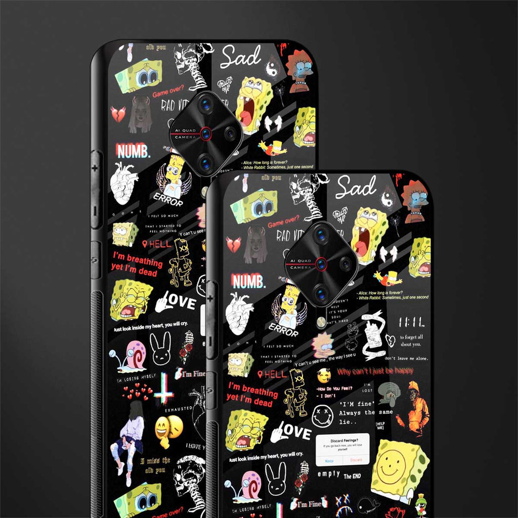 black aesthetic collage glass case for vivo s1 pro image-2