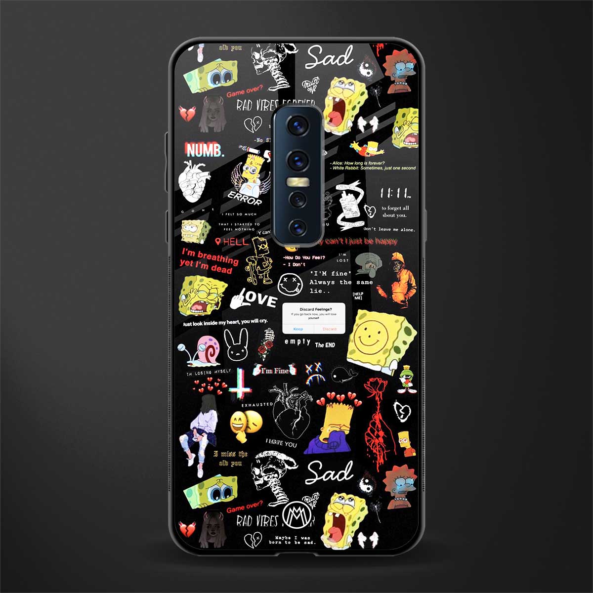 black aesthetic collage glass case for vivo v17 pro image