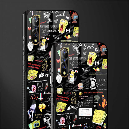 black aesthetic collage glass case for vivo z1x image-2