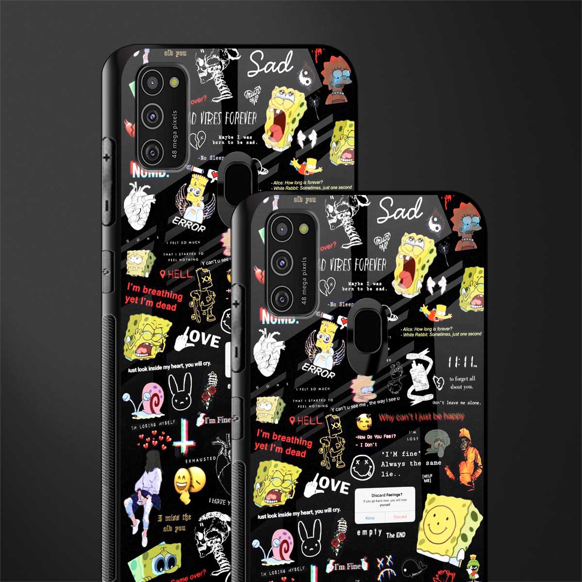 black aesthetic collage glass case for samsung galaxy m21 image-2