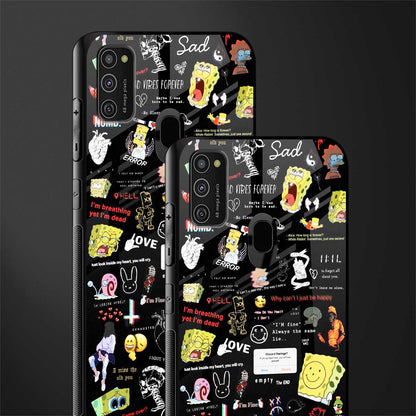black aesthetic collage glass case for samsung galaxy m21 image-2