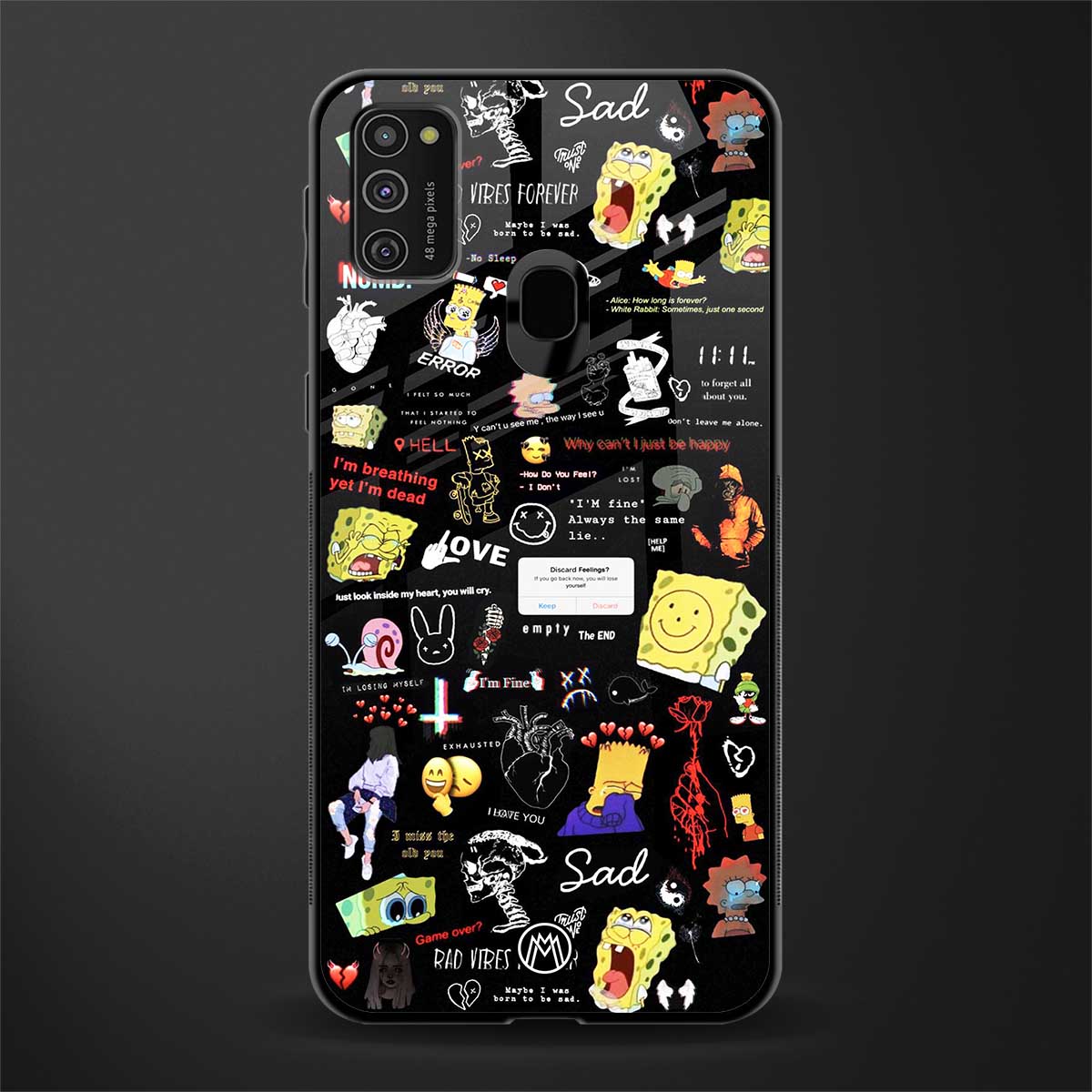 black aesthetic collage glass case for samsung galaxy m21 image