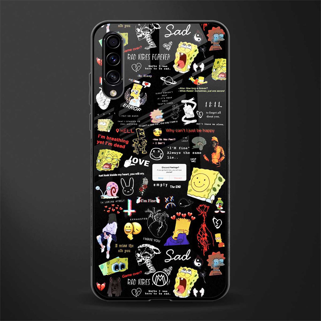 black aesthetic collage glass case for samsung galaxy a30s image