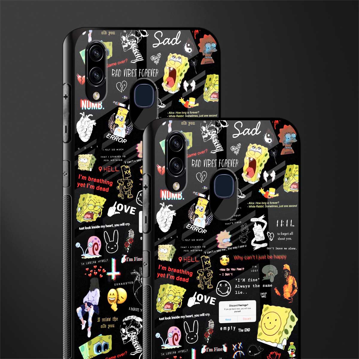 black aesthetic collage glass case for samsung galaxy a30 image-2
