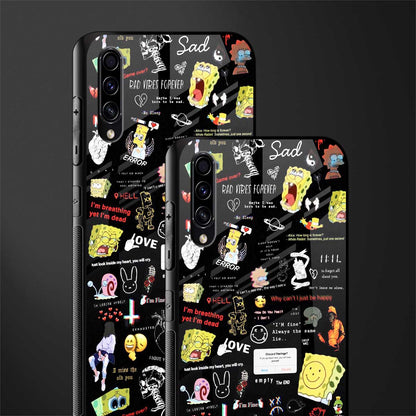 black aesthetic collage glass case for samsung galaxy a70 image-2