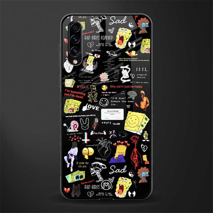 black aesthetic collage glass case for samsung galaxy a70 image