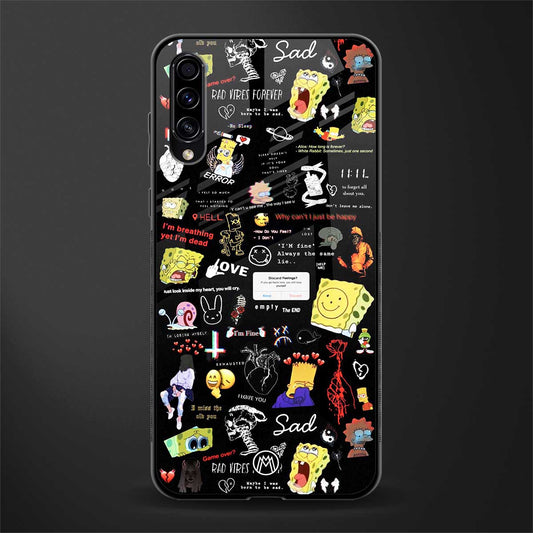 black aesthetic collage glass case for samsung galaxy a70 image